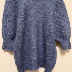 Sézane Heathered Blue Sweater with Button Accents